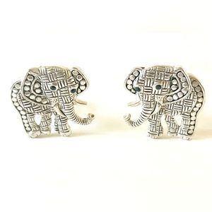 Vintage Silver Tone Large elephant Clip on earrings